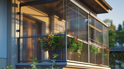 smart balcony with sensors that adjust the screen enclosures based on weather conditions, allowing for year-round use