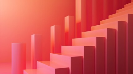 3D render of a graph showing upward growth, minimal style