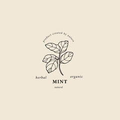 Line art mint branch logo