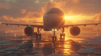 Create an aerial perspective of airport noise abatement procedures, with aircraft following designated departure and arrival paths to minimize noise