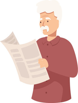 recommend clip art: Elderly man absorbing information, enjoying his morning paper, staying informed