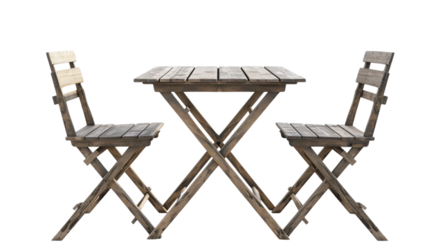 Garden table and chairs on a transparent background