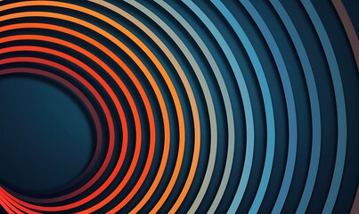 Radiant Circular Lines Abstract Geometric Stripe Art on Dark Blue Background for Covers