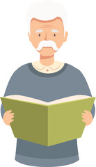 Elderly man is engrossed in a captivating book, finding joy and relaxation in the world of literature