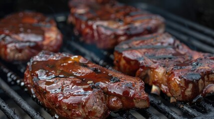 Grilled BBQ Beef and Pork Steaks