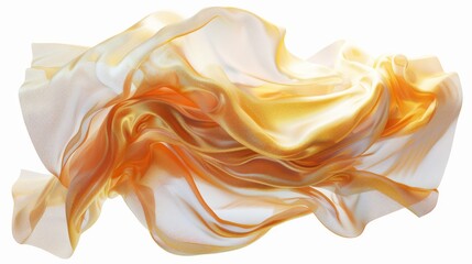 Fototapeta premium Worms-eye view of a high-end thermal blanket, cascading gracefully in soft folds, luminous gold and cream highlights, hyper-detailed 3D render, surrealist essence.