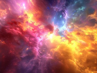 Naklejka premium Abstract Cosmic ExplosionRadiant Colors and Ethereal Glow on Black Background