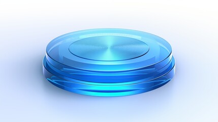 3D Abstract Blue Metallic Disc with Concentric Patterns and Gradient