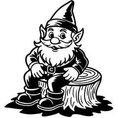 cartoon-dwarf-sitting-on-tree-stump