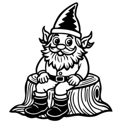 cartoon-dwarf-sitting-on-tree-stump