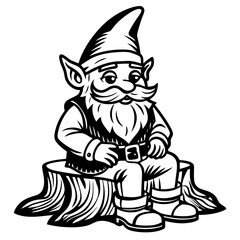 cartoon-dwarf-sitting-on-tree-stump