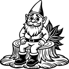 cartoon-dwarf-sitting-on-tree-stump