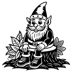 cartoon-dwarf-sitting-on-tree-stump