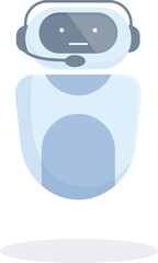 Modern robot wearing headset is answering questions and providing customer support