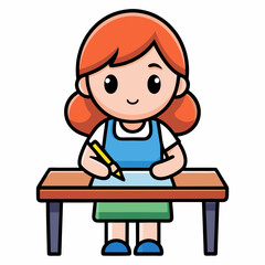cute-girl-doing-task-on-table-cartoon-vector-icon