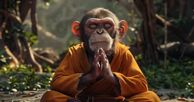 praying monkey monk