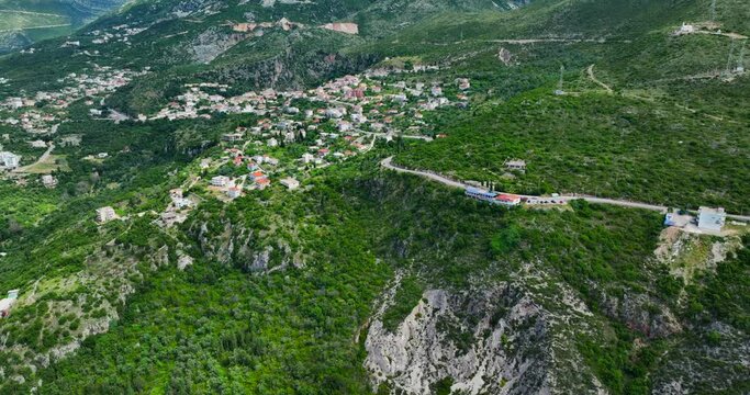 Aerial view of Dhermi, a village in the coast of Vlore, southern Albania. 