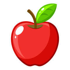 red apple with leaf