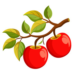 red apples with leaves on branch 
