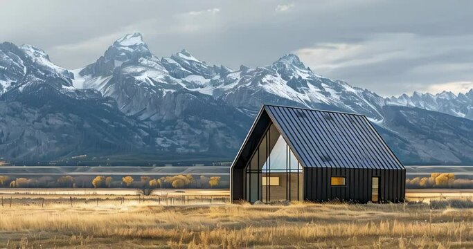 modern tiny house with mountain view