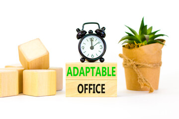 Adaptable office symbol. Concept words Adaptable office on beautiful wooden block. Beautiful white...
