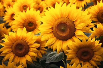 Obraz premium picture of a sunflower field as graffiti Macro landscapes 