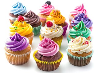Cupcakes A variety of decorated cupcakes in different colors