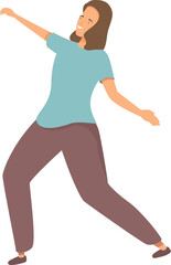 Young woman is happily dancing, expressing freedom and positivity through movement