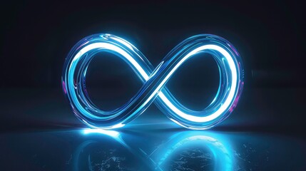 Neon symbol loop sign light background 3d line abstract infinite glow digital blue shape concept icon 8. Loop symbol neon circle effect limitless wave brush logo energy space design technology curve.