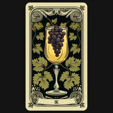 a wine glass with grapes on it