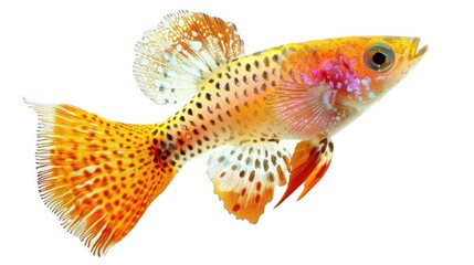 Fototapeta premium Hybrid Balloon Molly Fish Photographed on White Background a Popular Freshwater Aquarium Species