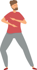 Young man is practicing tai chi in the park, enjoying the fresh air and sunshine