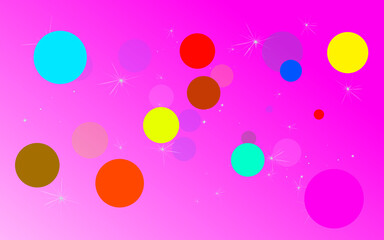 pink gradient background with colorful dot pattern