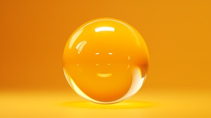 Abstract Yellow Glossy Sphere with Clear Reflection