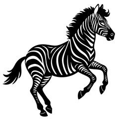 Fototapeta premium zebra-in-action-silhouette-isolated-on-white-backg