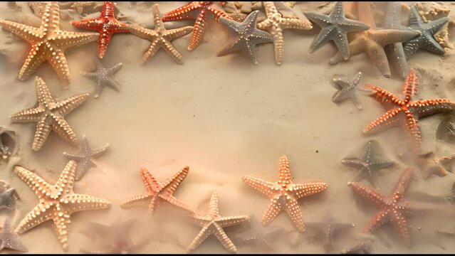 A collection of colorful starfish arranged in a circle