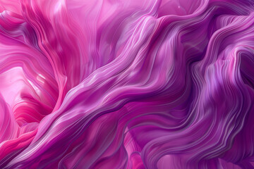 Obraz premium Vibrant Abstract Wavy Landscape in Shades of Pink and Purple Creating a Sense of Flowing Silk or Rippling Water, Artistic Background for Design