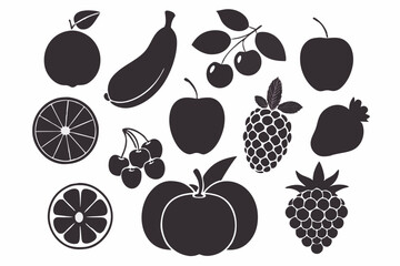 Clear Concept Fruits Items Silhouette Vector Illustration Design - Creative Graphics for Fresh and Vibrant Designs.