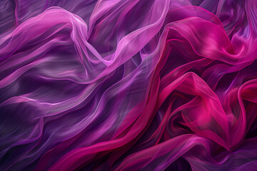 Obraz premium Elegant Abstract Wavy Fabric Texture in Vivid Shades of Pink and Purple Creating a Dynamic Flowing Visual, Perfect for Backgrounds and Artistic Designs, Featuring a Soft Silk-like Material Appearance