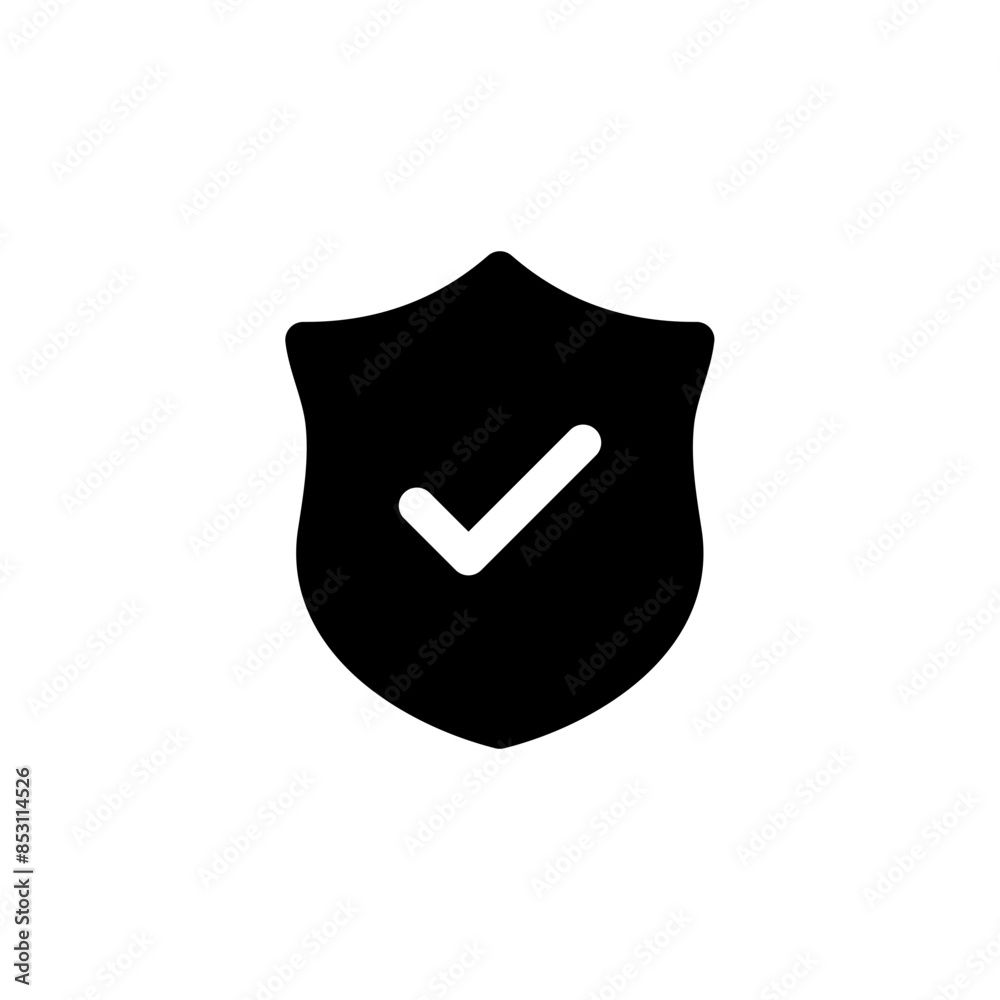 Aufkleber shield check mark icon or security shield protection icon with tick symbol