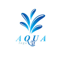 Pure aqua ecology vector logo. Human water reserves theme. Environment protection concept.