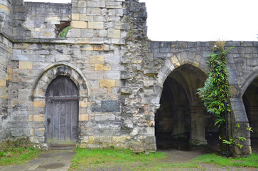 Fragments of old walls in the city of York in England