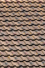 Old roof tiles closse up