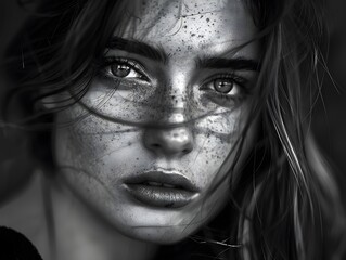Fototapeta premium Female black and white portrait photography