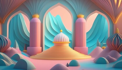 Fototapeta premium 異世界の妖精の国 パステルカラー