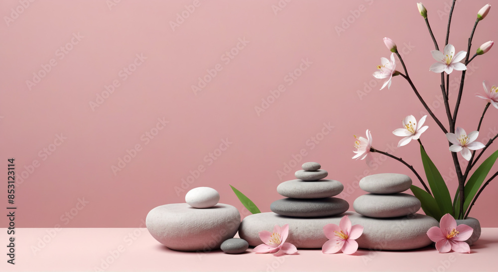 Canvas Prints zen stones and flower