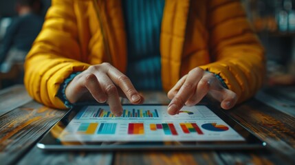 Data analysis concept on tablet. Business performance analysis. Modern analytics