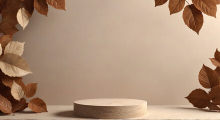 autumn leaves on wooden background