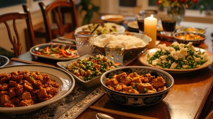 Obraz premium Home cooked Asian cuisine for dinner