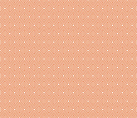 Fototapeta premium Pattern of hexagon shapes. Burnt orange color on matching background. Simple stacked hexagons pattern. Hexagon cells. Seamless pattern. Tileable vector illustration.